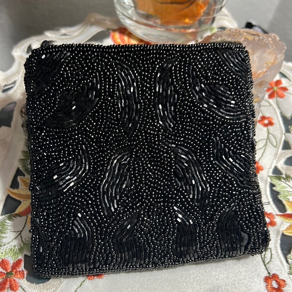 Tiny Beaded Evening Bag ‘ONLY THE ESSENTIAL’ 4” Square Crossbody Micro Purse